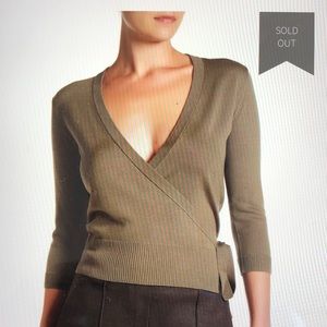 Theory Mellia 3/4 Sleeve Wrap Merino Sweater S EUC